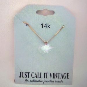 14k solid gold necklace with a brilliant cut CZ